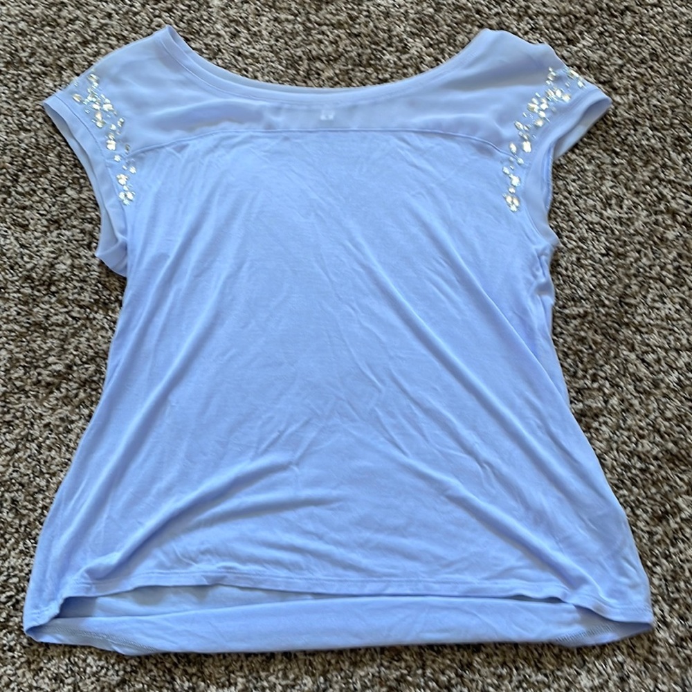 express blue rhinestone top